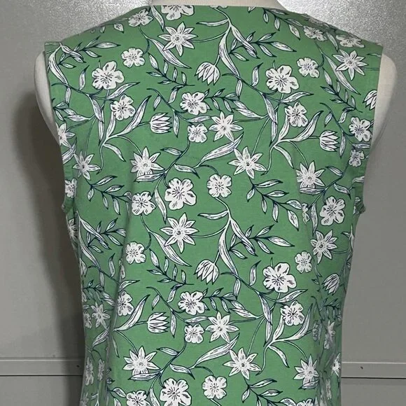 Denim & Company D & Co Floral Perfect Jersey Split V-Neck Tunic Tank Soft Jade S - Picture 8 of 12